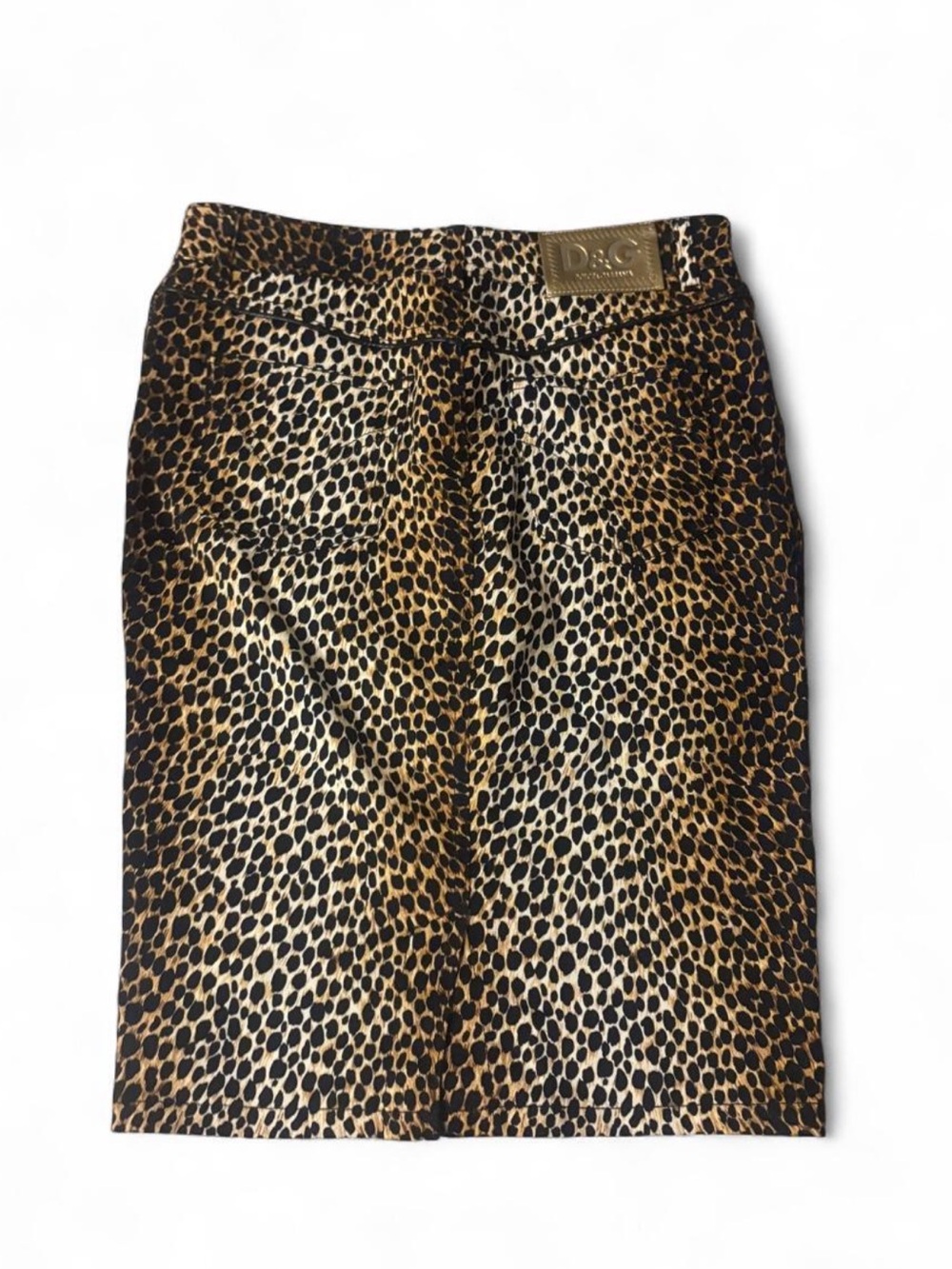 D&G Leopard Print Pencil Skirt in Brown/Black Italian 26